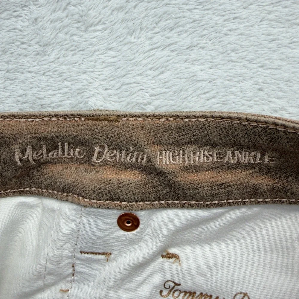 Tommy Bahama Jeans Womens 12 Copper Metallic Denim High Rise Ankle SW120901 Slim